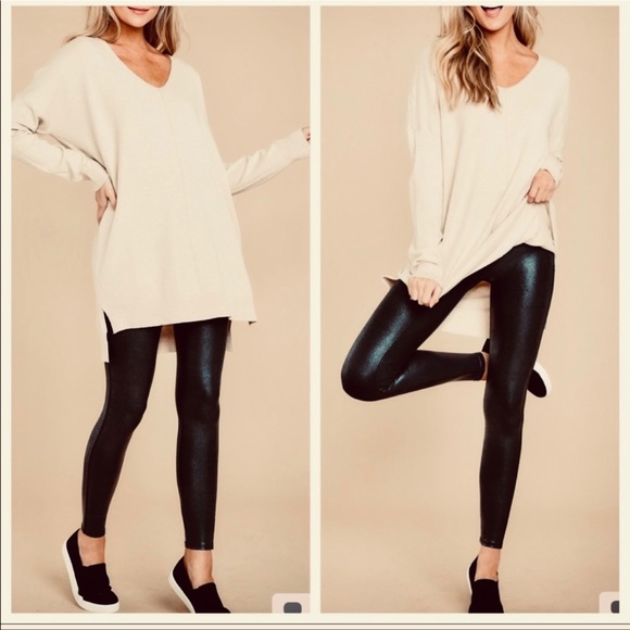 CHIC HIGH LOW V NECK VISCOSE BLEND SWEATER - Picture 4 of 4